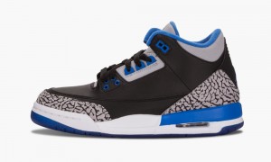 Basket Nike AIr Jordan 3 Retro BG 'Sport Blue' Enfant Noir Bleu Grise | WR5184376