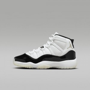 Basket Nike Air Jordan 11 Retro Enfant Blanche Noir Metal Doré | OK6035492