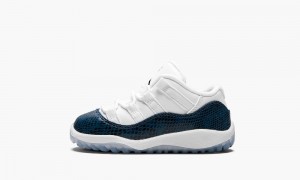 Basket Nike Air Jordan 11 Retro Low LE TD 'Blue Snakeskin' Enfant Blanche Noir Bleu Marine | DM5186027