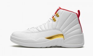 Basket Nike Air Jordan 12 'FIBA' Homme Blanche Rouge Metal Doré | SB9675031