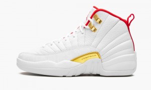 Basket Nike Air Jordan 12 GS 'FIBA' Enfant Blanche Rouge Metal | XV8293476