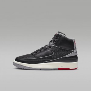 Basket Nike Air Jordan 2 Retro Enfant Noir Rouge Grise | VW4259731