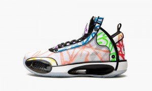 Basket Nike Air Jordan 34 GS 'Zion Williamson Coloring Book' Enfant Blanche Noir Multicolore | CI7603918