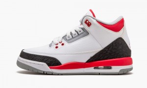 Basket Nike Air Jordan 3 Retro (GS) 'Fire Red' Enfant Blanche Rouge Argent Noir | WR4935128