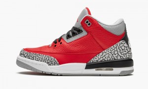 Basket Nike Air Jordan 3 Retro GS 'Red Cement/Unite' Enfant Rouge Grise | PH5267140