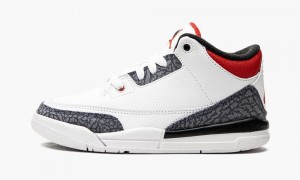 Basket Nike Air Jordan 3 Retro SE PS 'Fire Red Denim' Enfant Blanche Rouge Noir | MO6083957