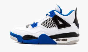 Basket Nike Air Jordan 4 Retro BG 'Motorsport' Enfant Blanche Bleu Royal Noir | EG0134582