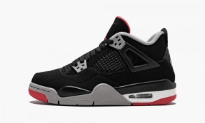 Basket Nike Air Jordan 4 Retro (GS) 'Bred 2019' Enfant Noir Rouge Grise | ZG4859760