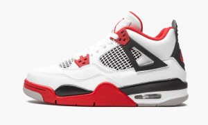 Basket Nike Air Jordan 4 Retro GS 'Fire Red' Enfant Blanche Rouge Noir Grise | HV6130728