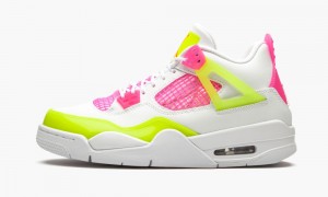 Basket Nike Air Jordan 4 Retro GS 'Lemon Venom' Enfant Blanche Citron Rose | AT9476152