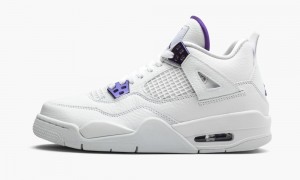 Basket Nike Air Jordan 4 Retro GS 'Metallic Pack - Purple' Enfant Blanche Violette Metal | PJ3145692