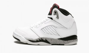 Basket Nike Air Jordan 5 Retro BP 'White Cement' Enfant Blanche Rouge Noir | ZX9761358