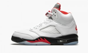 Basket Nike Air Jordan 5 Retro 'Fire Red Silver Tongue 2020' Homme Blanche Rouge Noir | QE4285067