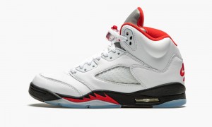 Basket Nike Air Jordan 5 Retro GS 'Fire Red Silver Tongue' Enfant Rouge Blanche | ZF7835691