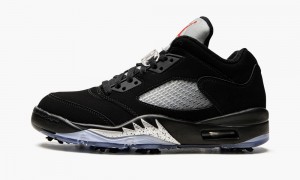 Basket Nike Air Jordan 5 Retro Low Golf 'Black Metallic' Homme Noir Metal Argent Rouge | DK0671285