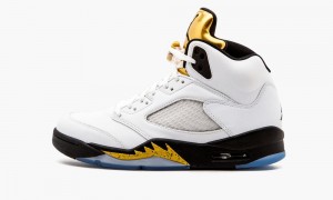 Basket Nike Air Jordan 5 Retro 'Olympic Gold Medal' Homme Blanche Noir Doré | CE2498501