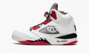 Basket Nike Air Jordan 5 Retro Q54 'Quai 54 -2021' Homme Blanche Noir Rouge | CE2901638