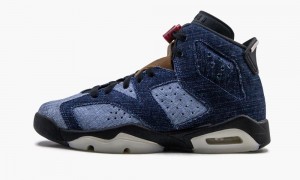 Basket Nike Air Jordan 6 Retro (GS) 'Washed Denim' Enfant Bleu Noir Lavage | EK1248935