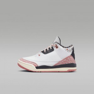 Basket Nike Jordan 3 Retro "Ivory" Enfant Blanche Rouge Grise Foncé | EX8705429