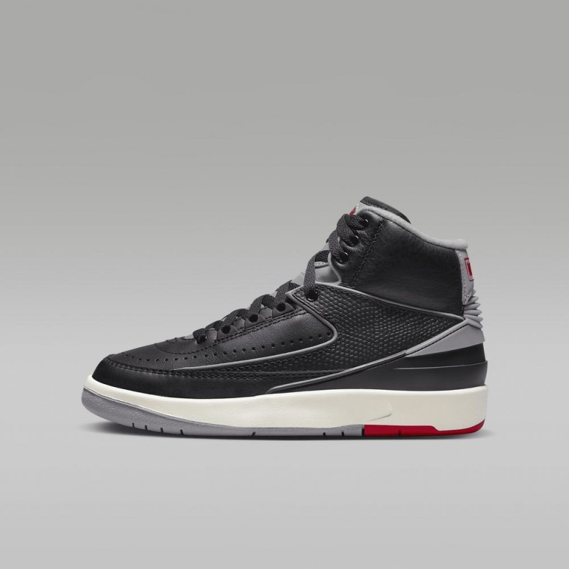 Basket Nike Air Jordan 2 Retro Enfant Noir Rouge Grise | VW4259731