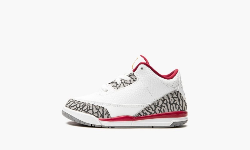 Basket Nike Air Jordan 3 TD \'Cardinal\' Enfant Blanche Jaune Foncé Rouge | QT1785963