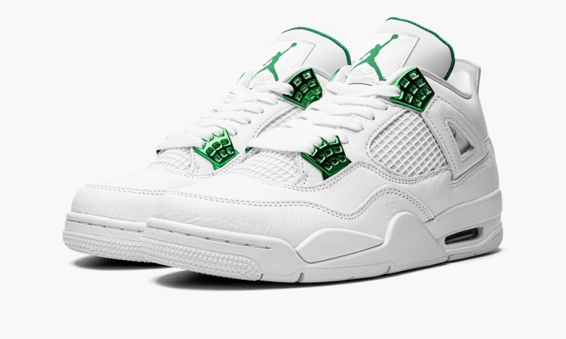 Basket Nike Air Jordan 4 Retro 'Metallic Pack - Pine Green' Homme Blanche Metal Argent Vert Foncé | LI3805247