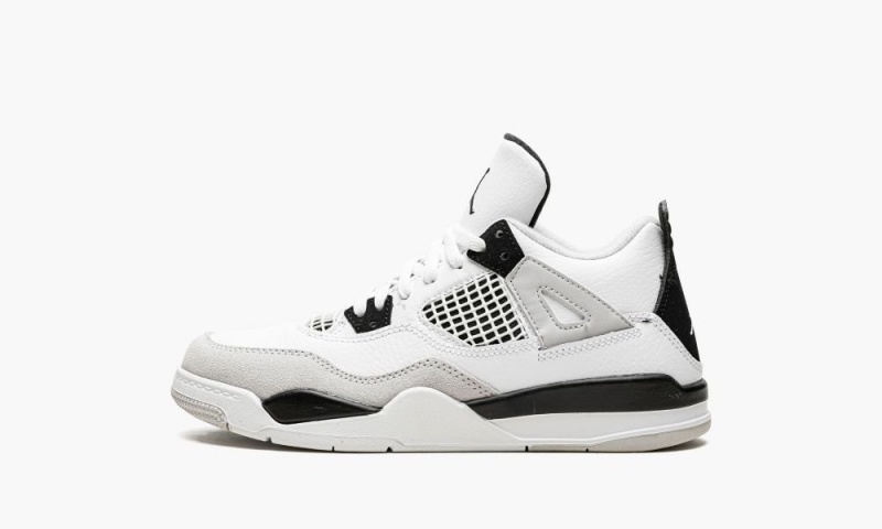 Basket Nike Air Jordan 4 Retro PS \'Military Black\' Enfant Blanche Noir Grise | IO9714065