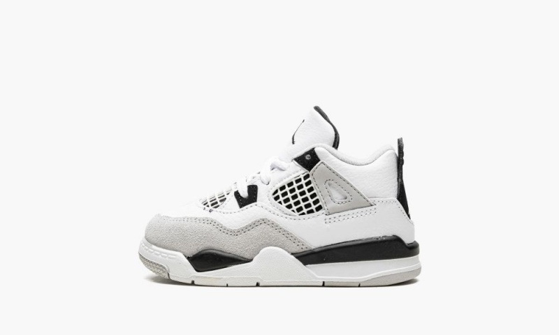 Basket Nike Air Jordan 4 Retro TD \'Military Black\' Enfant Blanche Noir Grise | QN5930148