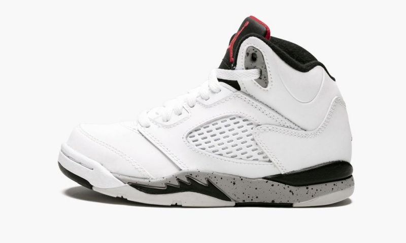 Basket Nike Air Jordan 5 Retro BP \'White Cement\' Enfant Blanche Rouge Noir | ZX9761358