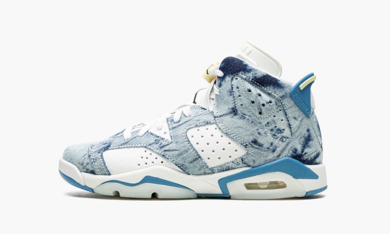 Basket Nike Air Jordan 6 Retro GS \'Washed Denim\' Enfant Blanche Bleu Noir | YF6742035