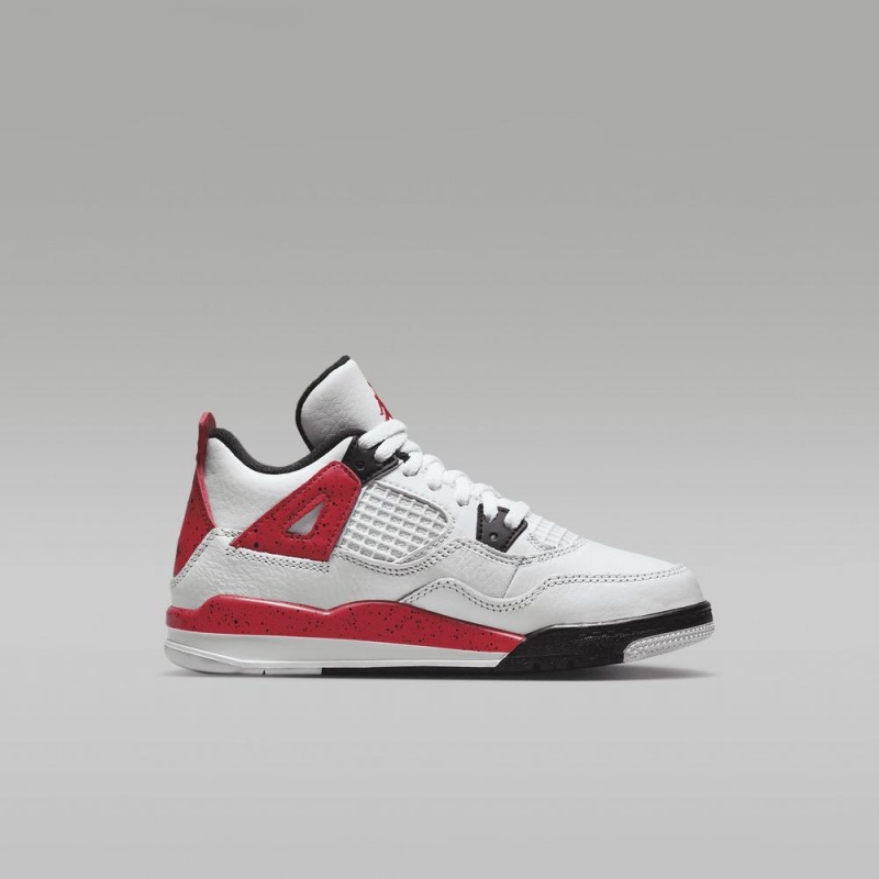 Basket Nike Jordan 4 Retro Enfant Blanche Noir Grise Rouge | EN7649085