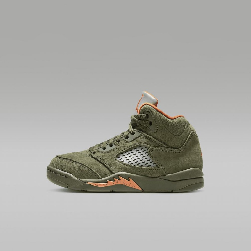 Basket Nike Jordan 5 Retro Enfant Vert Olive Orange | BN2463857